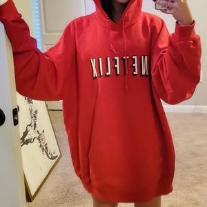 oversized red Netflix hoodie